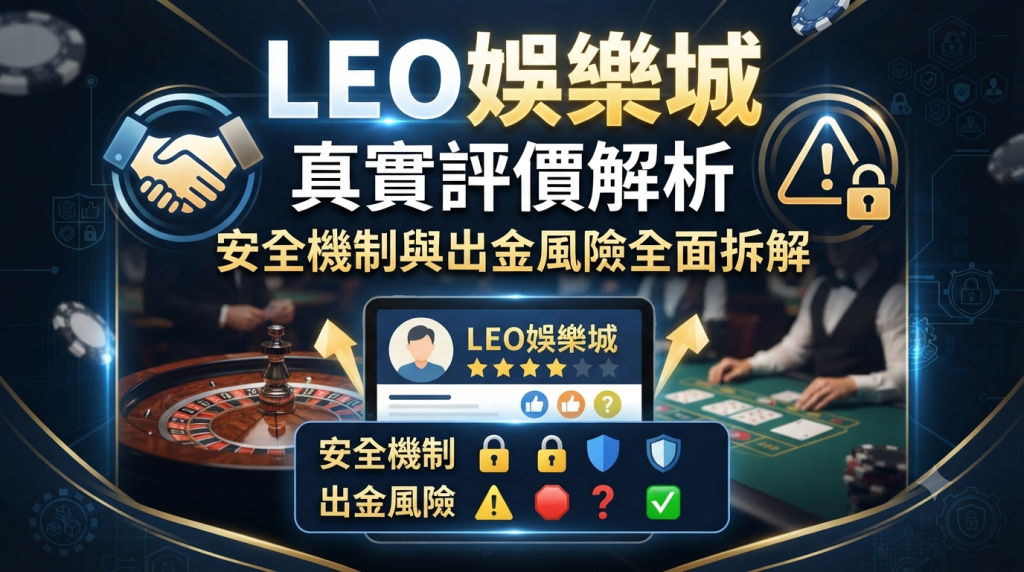 背景融合了線上娛樂城的賭場元素與安全標誌。 圖片上方醒目地展示了文章的主標題與副標題，採用繁體中文呈現出金風險與安全機制的全面拆解主題。